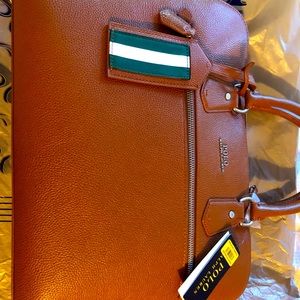 Laptop computer case. All leather. With 2 carrying straps unused